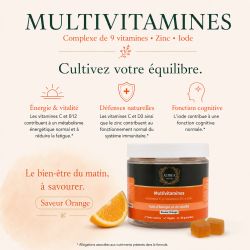 Gummies Multivitamines ALTHÉA – 9 vitamines, zinc et iode – Saveur orange