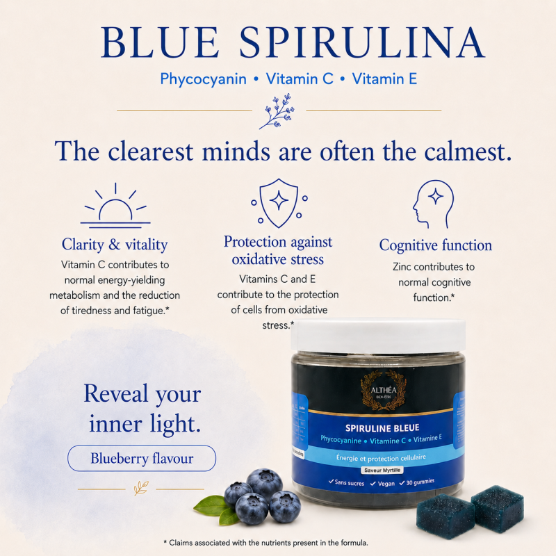 ALTHÉA Blue Spirulina Gummies with phycocyanin, vitamin C, vitamin E and zinc