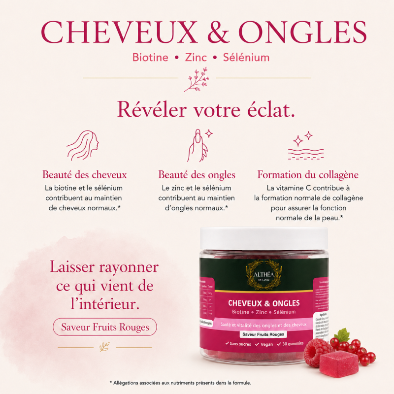 Gummies Cheveux & Ongles ALTHÉA avec biotine, zinc et sélénium